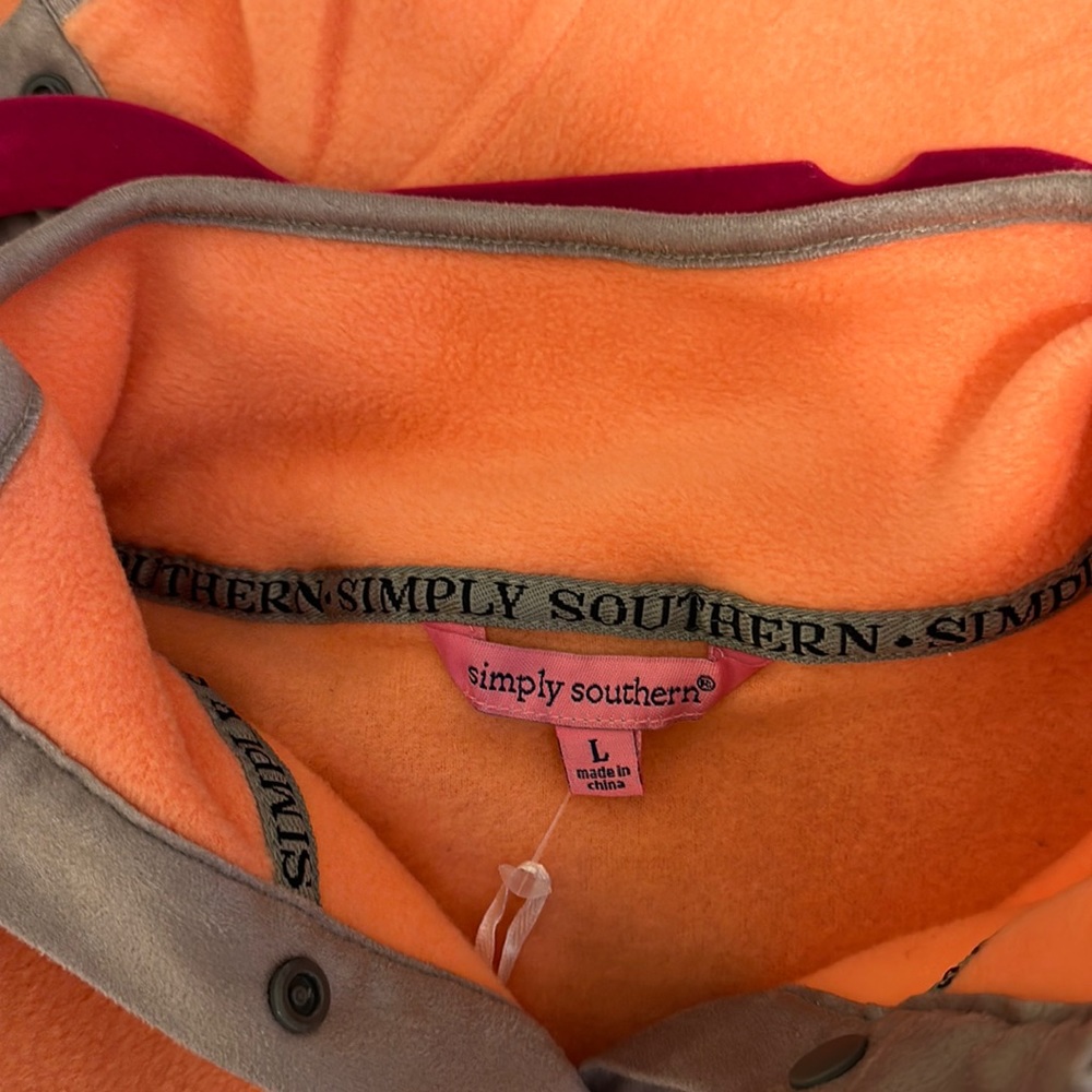 NWT - SIMPLY SOUTHERN CORAL GREY FLEECE LONG SLEEVE PULLOVER JACKET, SIZE L. - Picture 7 of 8